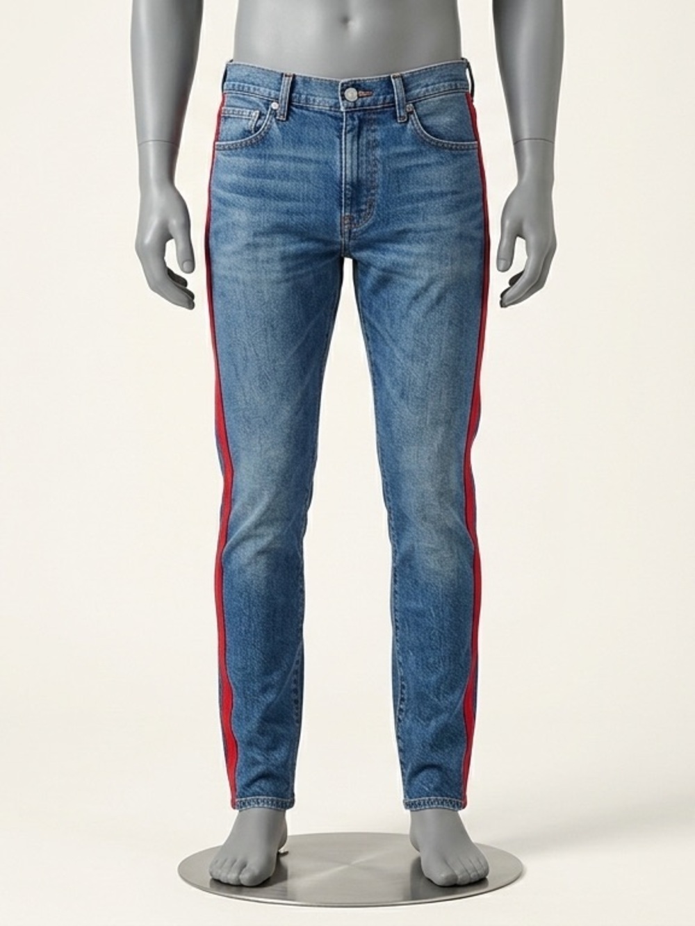 Calvin Klein Jeans Men’s Medium Blue Straight Denim with Red Patch